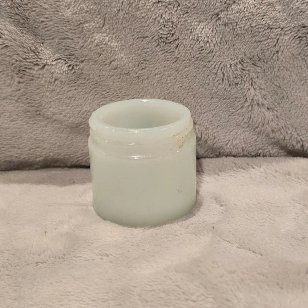 Vintage Menley-James Milk Glass Cosmetic Jar Made in USA White Vanity Pot